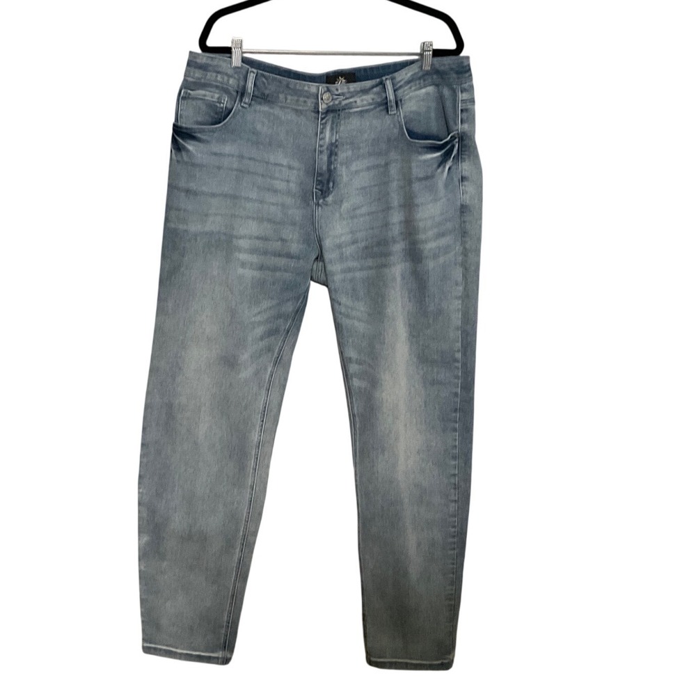 ZLZ Denim Mens Light Wash Slim Tapered Jeans Blue Size 40x32